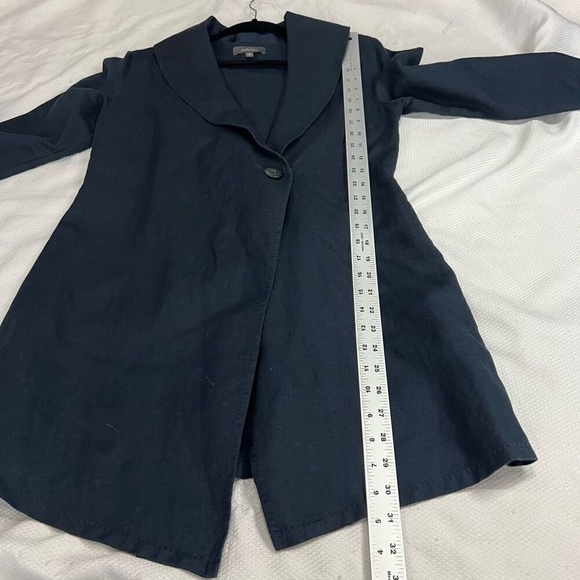 Rabalder Navy Blue Linen Cotton Blend Single Button Closure Blazer Sz M Womens - Picture 4 of 10